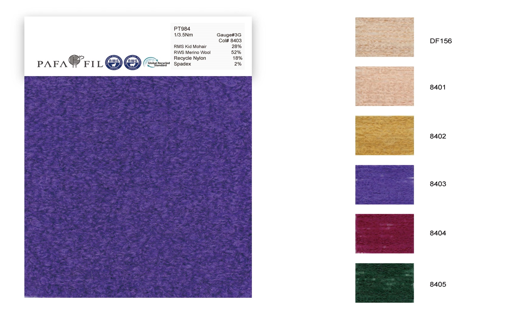 PT984 Color card