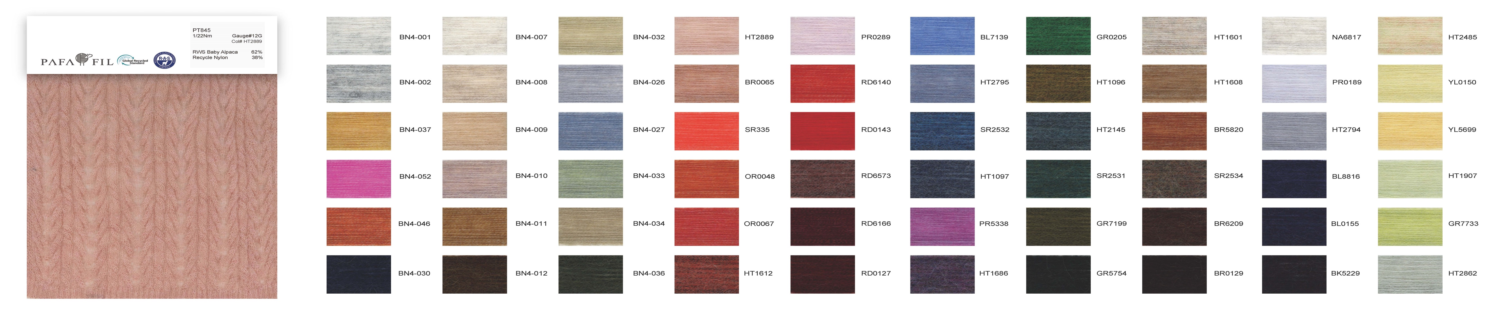 PT845 Color card